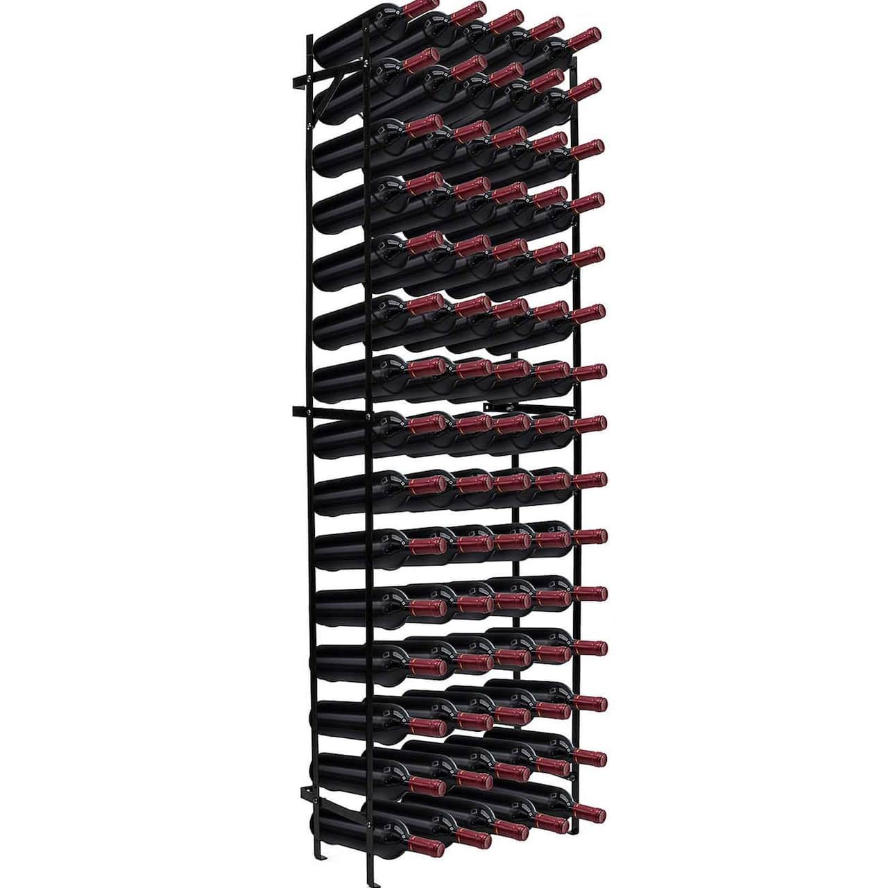 Sorbus Black 75-Bottle Freestanding Metal Wine Rack